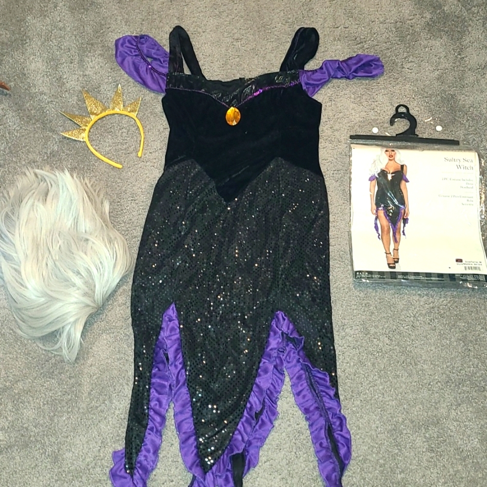 Elegant Black and Purple Witch Costume